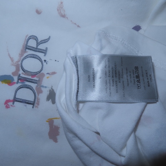 Dior Multicolor Splatter Short Sleeve Tee - White - Picture 2 of 2